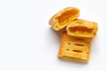 Pineapple pie on white background.