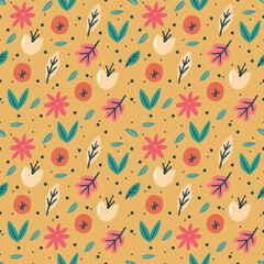 collection set of leaf plants and flowers pattern