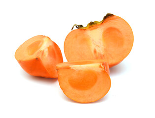 Slice persimmon  isolated on white background