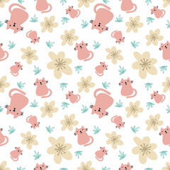 outline sketch of animals and flowers