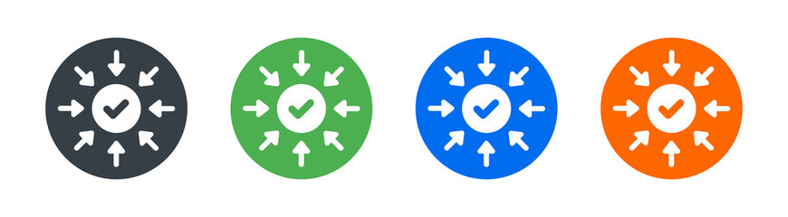 Gather and collect vector icon. Join and connect symbol concept.