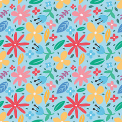collection set of leaf plants and flowers pattern