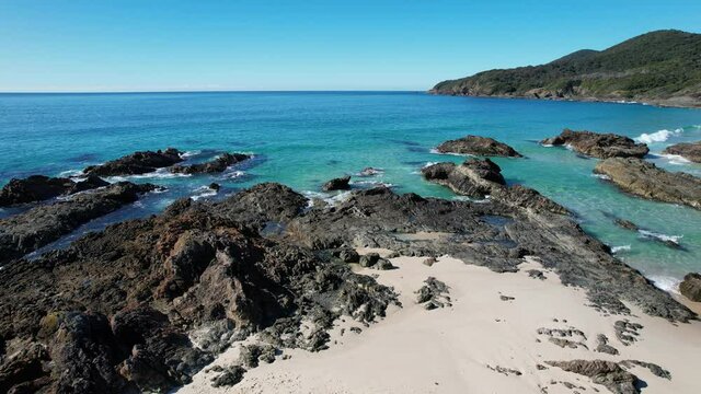 Aquamarine tropical blue sea and rocks