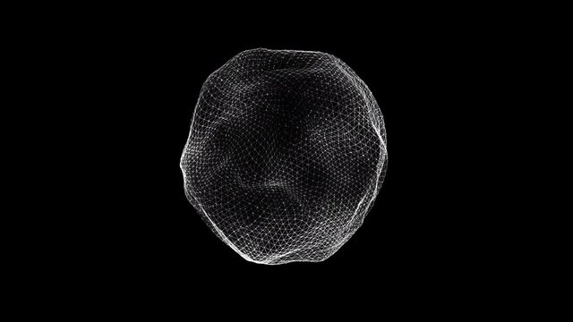 Particles inside noisy flowing sphere. Seamless loop