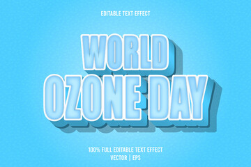 World ozone day editable text effect emboss cartoon style