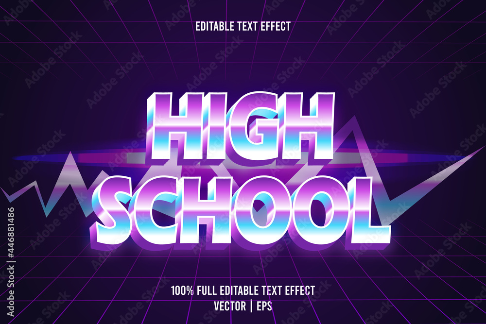 Poster high school editable text effect 3 dimension emboss retro style
