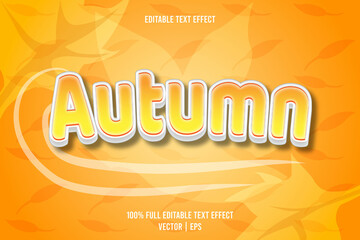 Autumn editable text effect 3 dimension emboss cartoon style