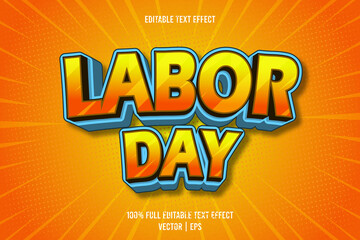 Labor day editable text effect 3 dimension emboss cartoon style
