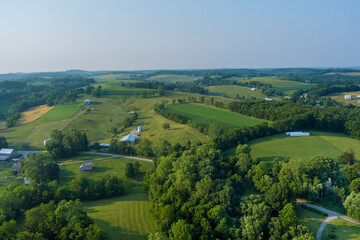 Fototapeta na wymiar An aerial view of farm farmland in Bentleyville town County Pennsylvania USA