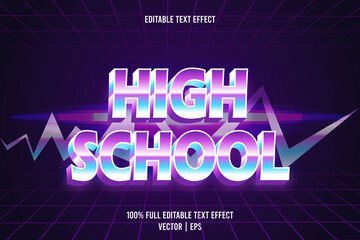 High school editable text effect 3 dimension emboss retro style
