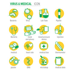 virus bacteria and medical icons. vector illustration