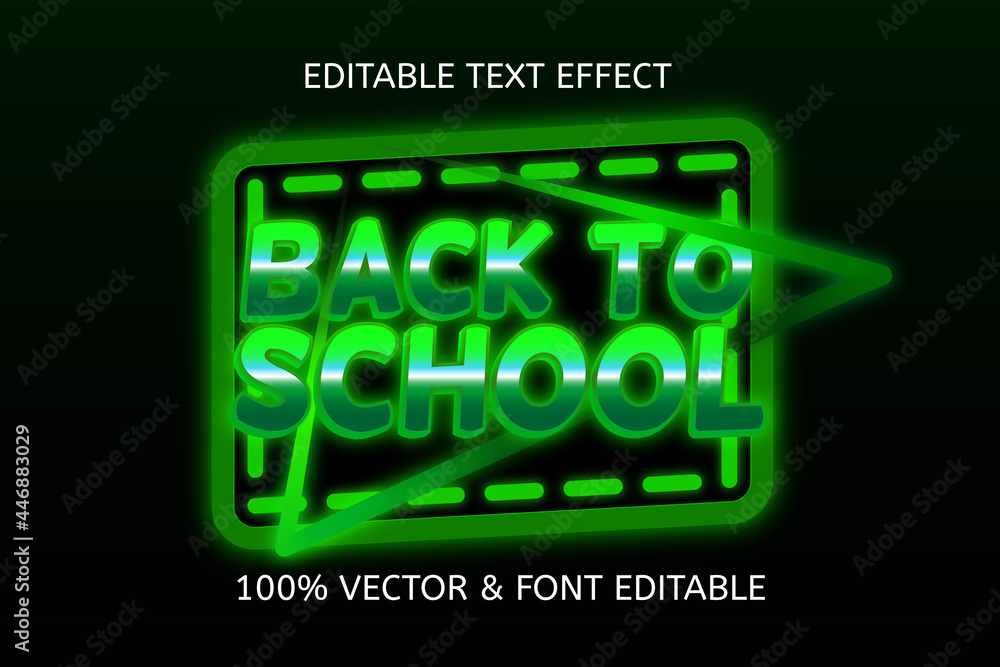 Wall mural back to school style neon editable text effect