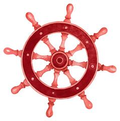 Steering wheel. Watercolor drawing. It is suitable for decoration in a marine theme. The element. © Нина Михайлюта