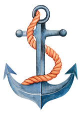 Anchor. Watercolor drawing. It is suitable for decoration in a marine theme. The element. © Нина Михайлюта