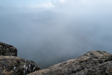 夏の瑞牆山の登山道の風景 A view of the trail in summer at Mt.Mizugakiyama.