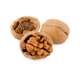 Walnuts isolated in white background