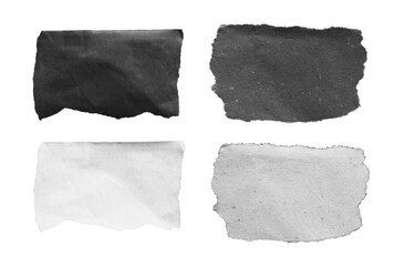 Ripped black and white paper, copy space.