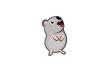 Naklejka premium cut standing hamster. cartoon vector illustration. flat style color. isolated in white background.
