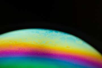 the beauty of the colorful pattern of soap bubbles is like a small planet