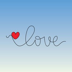Fototapeta premium Continuous one line drawing of heart.Illustration for Valentine's Day