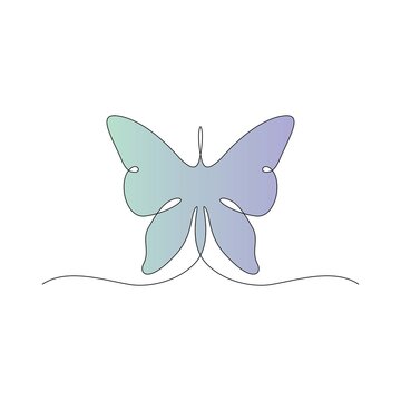 Butterfly Continuous Line Drawing. vector minimalist illustration of butterfly concept