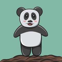 Illustration of cute panda with a land 