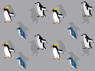 Animal Animation Penguin Macaroni Little Chinstrap Cartoon Vector Seamless Wallpaper