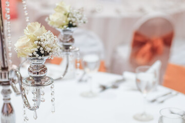 White and Peach Table Setting