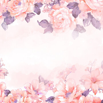 Beautiful watercolor hand-painted rose peony flower © yang