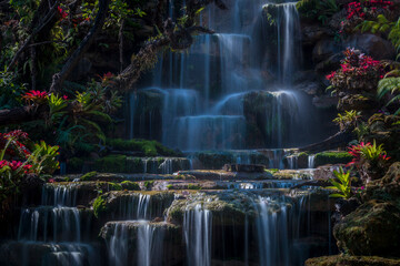 Breathtaking waterfall at deep forest, Tropical rain forest or evergreen forest with waterfall,