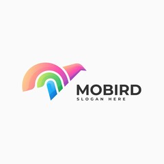 Vector Logo Illustration Bird Gradient Colorful Style.