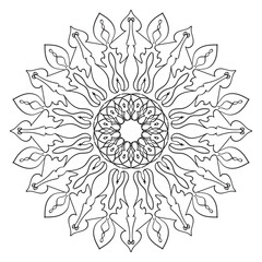Mandala flower decorative ornament in ethnic oriental style doodle ornament outline hand draw