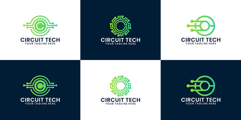 circuit technology logo inspiration, twisting technology and data connection