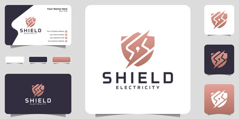 shield and lightning logo inspiration logo design and business card inspiration