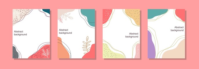 hand drawn floral abstract card for social media post and poster