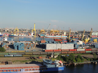 View of the seaport on a sunny summer day