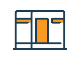 kaba islam building single isolated icon with dash or dashed line style