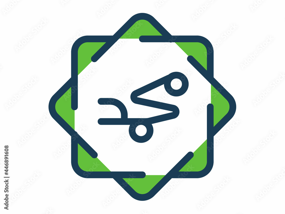 Poster muhammad prophet islam word single isolated icon with dash or dashed line style