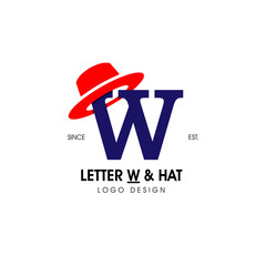 Simple and stylish initial logo letter W combining with red hat