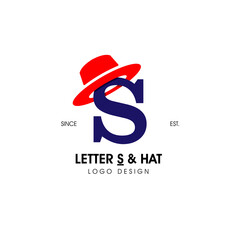 Simple and stylish initial logo letter S combining with red hat