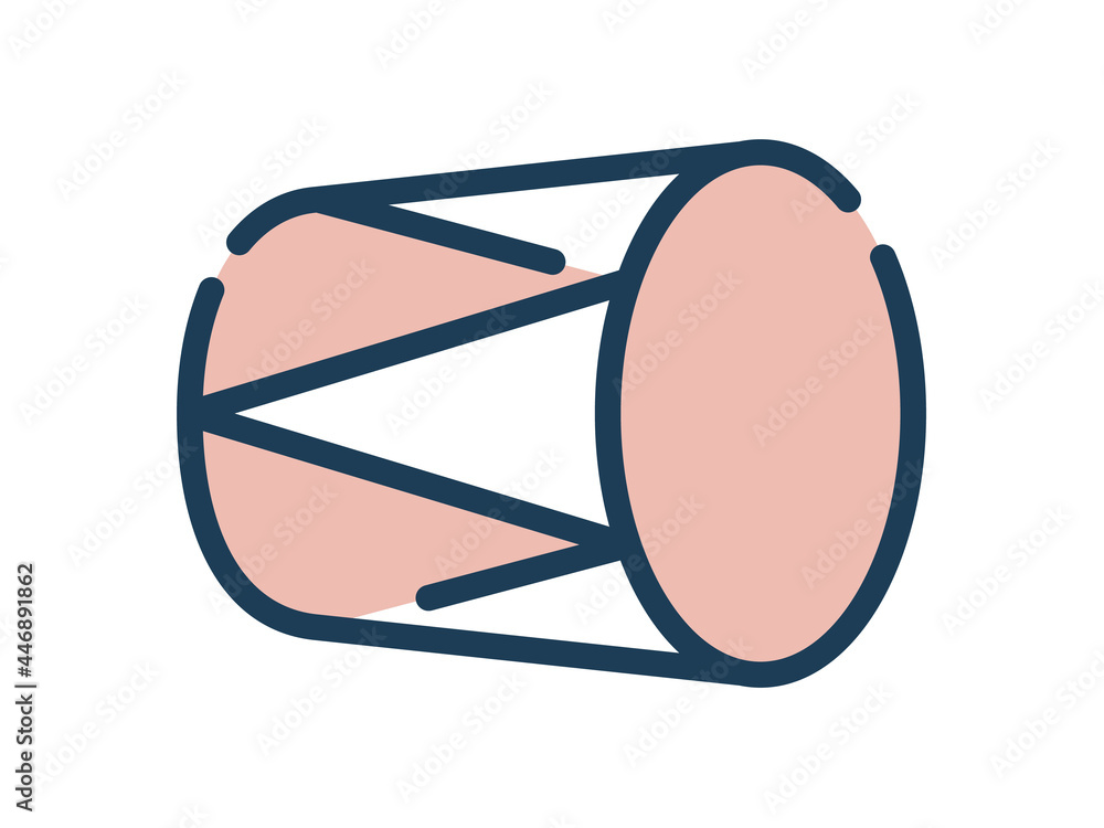 Poster bedug or drum single isolated icon with dash or dashed line style
