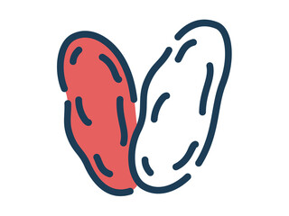 palm date single isolated icon with dash or dashed line style