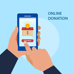 Online donation. Flat vector template Style Suitable for Web Landing Page.