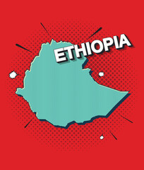 Pop art map of ethiopia