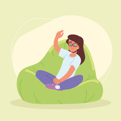 girl sitting in bean bag chair