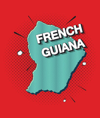 Pop art map of French Guiana