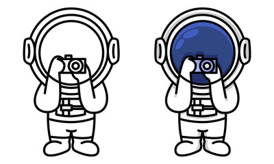 astronaut hold digital camera coloring page for kids