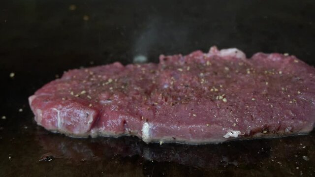 Beef steak on grill