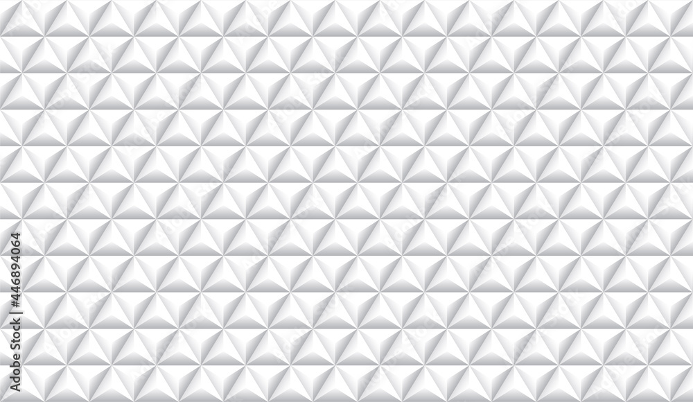 Poster white pyramid 3d pattern background. abstract geometric texture design. white triangular background.