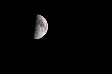 Crescent moon on dark night sky